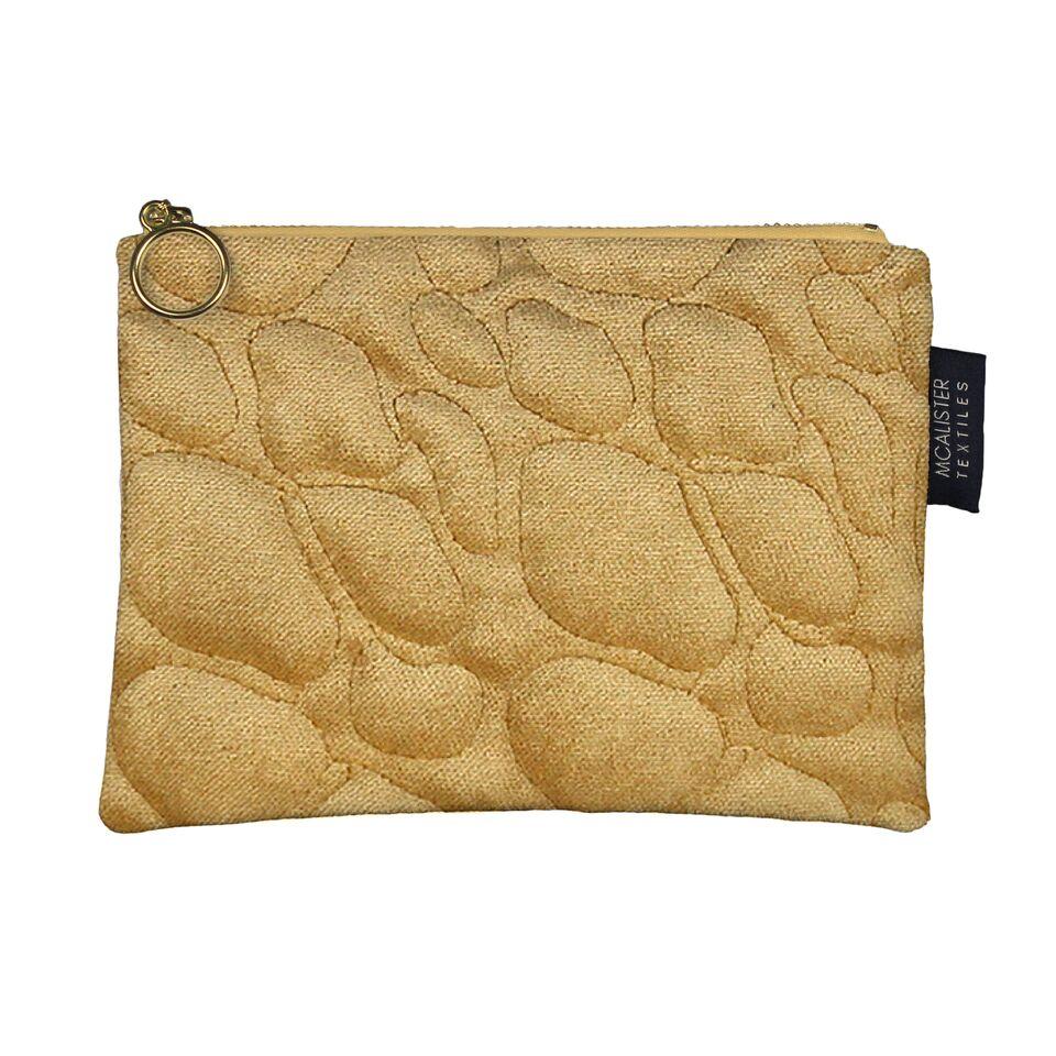 McAlister Textiles Pebble Pattern Yellow Velvet Makeup Bag Clutch Bag 