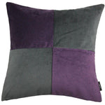 Load image into Gallery viewer, McAlister Textiles Square Patchwork Velvet Purple + Grey Cushion Cushions and Covers Polyester Filler 60cm x 60cm 
