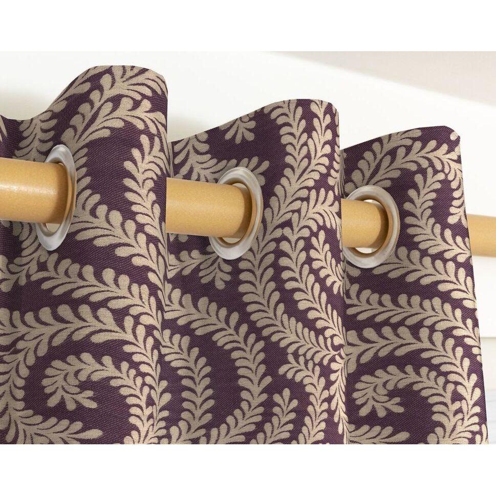 McAlister Textiles Little Leaf Aubergine Purple Curtains Tailored Curtains 