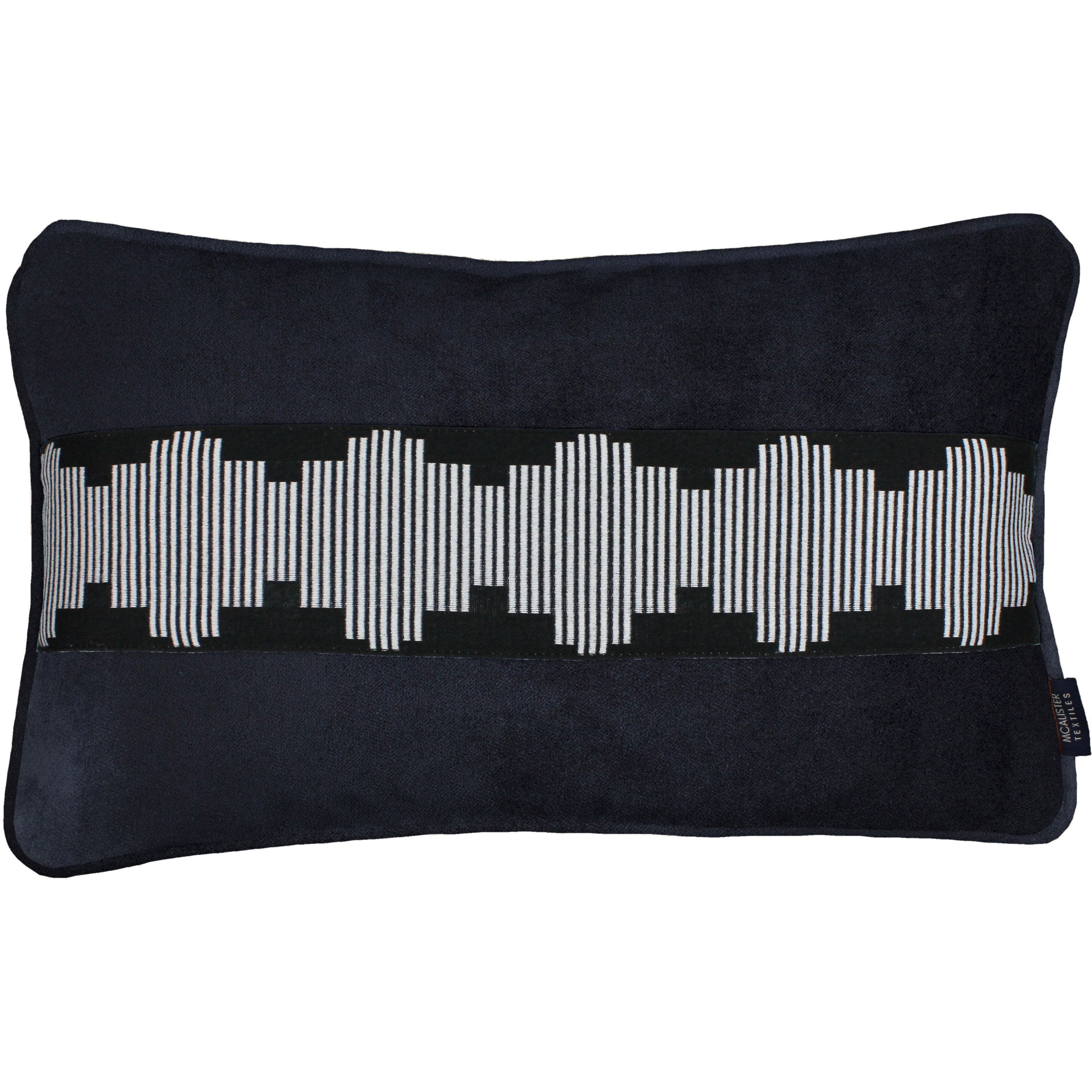McAlister Textiles Maya Striped Black Velvet Pillow Pillow Cover Only 50cm x 30cm 