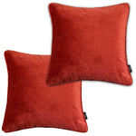 Load image into Gallery viewer, McAlister Textiles Matt Rust Red Orange Velvet 43cm x 43cm Cushion Sets Cushions and Covers Cushion Covers Set of 2 
