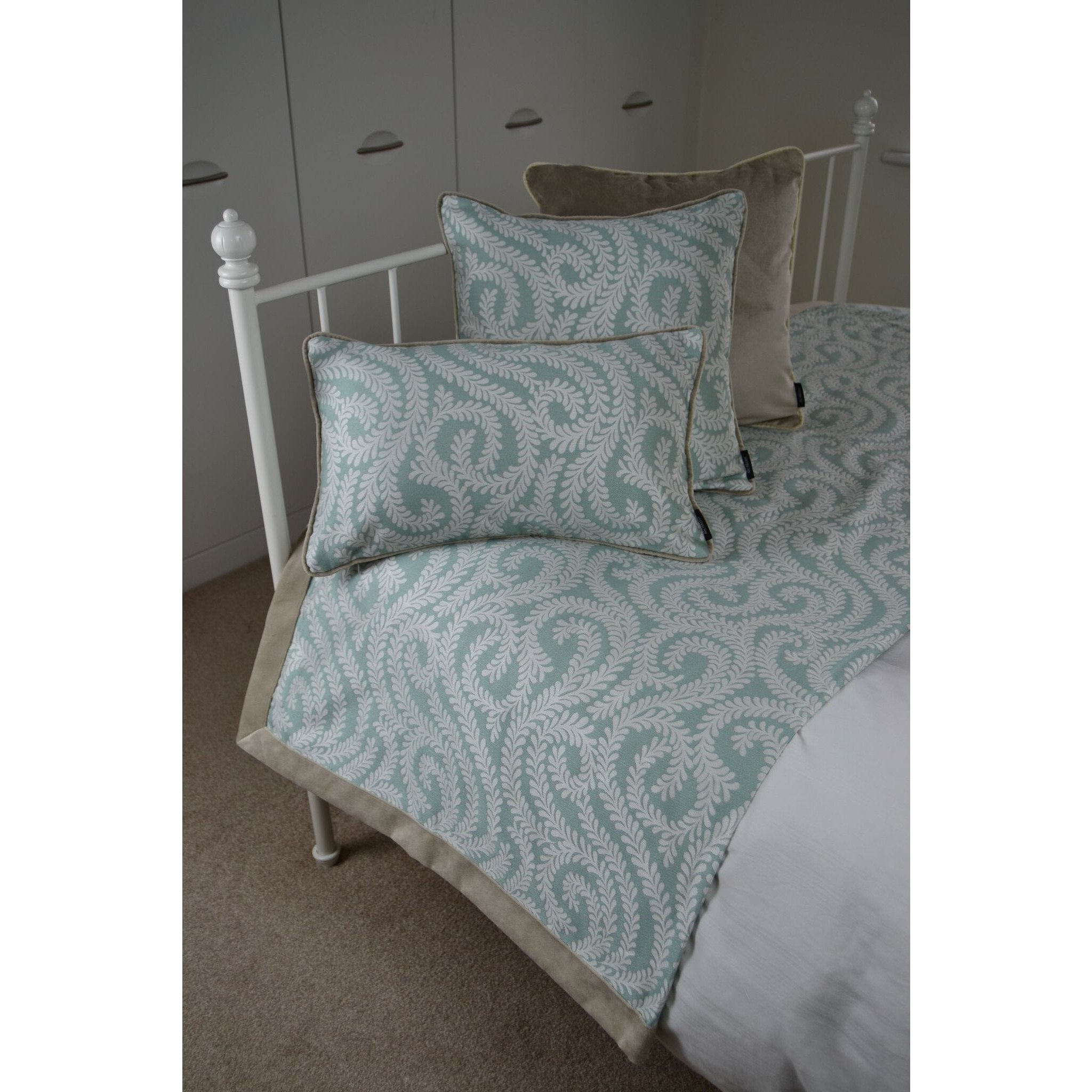 McAlister Textiles Little Leaf Duck Egg Blue Cushion Cushions and Covers 