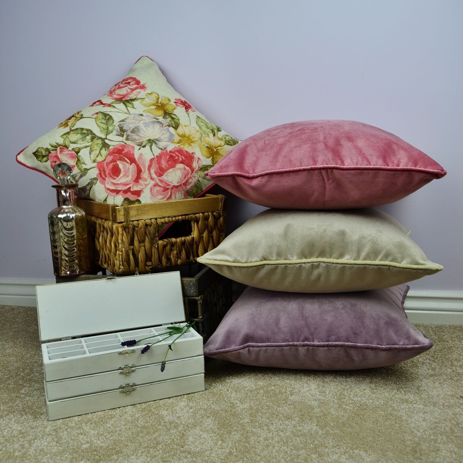 McAlister Textiles Matt Champagne Gold Velvet Cushion Cushions and Covers 