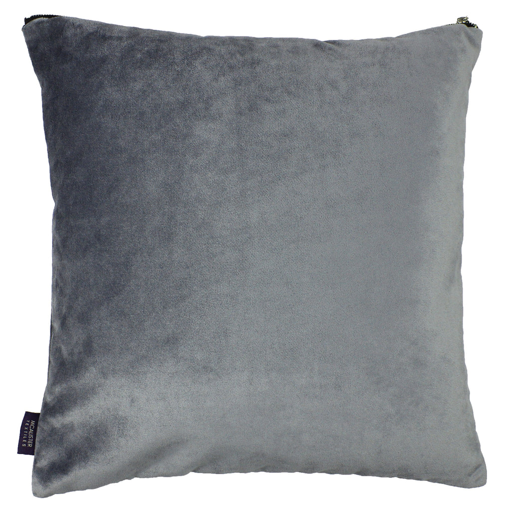 McAlister Textiles Decorative Zipper Edge Silver + Grey Velvet Cushion Cushions and Covers Cover Only 43cm x 43cm 