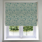 Load image into Gallery viewer, McAlister Textiles Little Leaf Teal Roman Blind Roman Blinds Standard Lining 130cm x 200cm 
