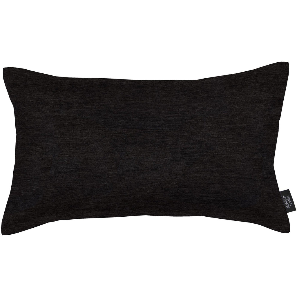 McAlister Textiles Plain Chenille Black Pillow Pillow Cover Only 50cm x 30cm 