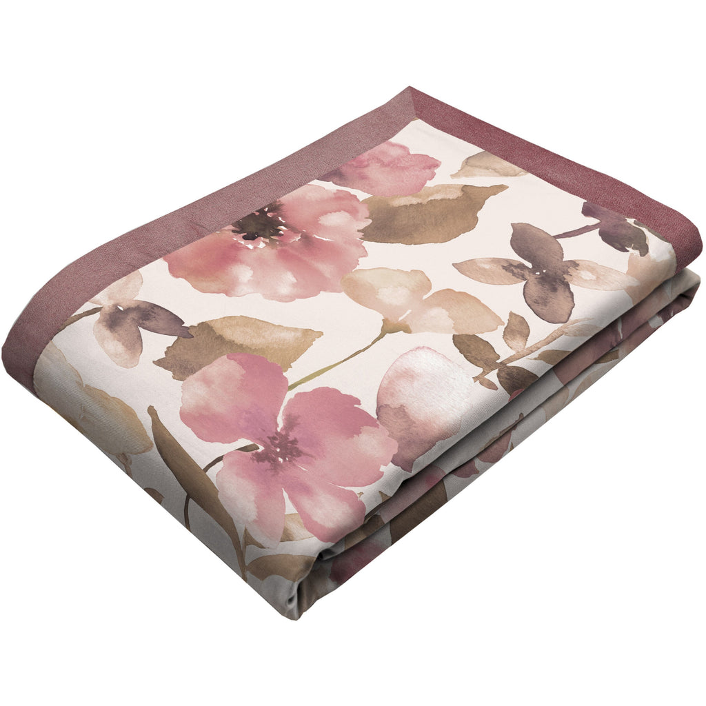 McAlister Textiles Blush Pink Floral Velvet Throw Blankets & Runners Throws and Runners Regular (130cm x 200cm) 