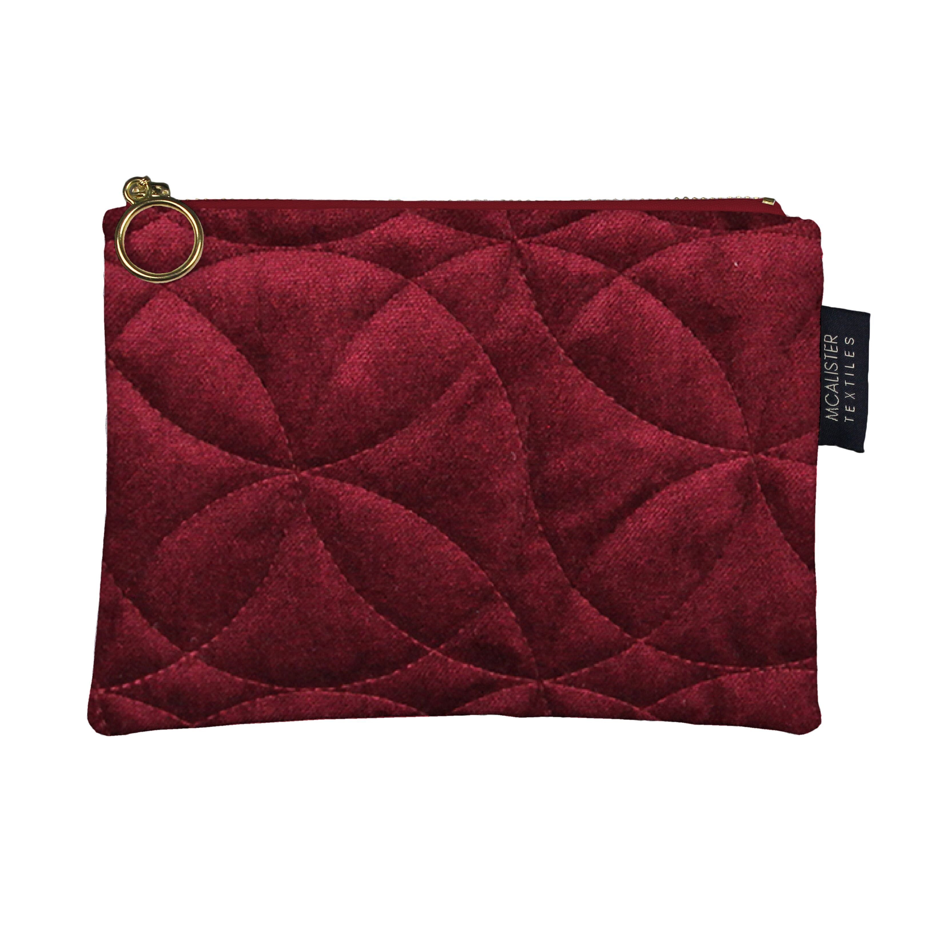 McAlister Textiles Circular Pattern Red Velvet Makeup Bag Clutch Bag 