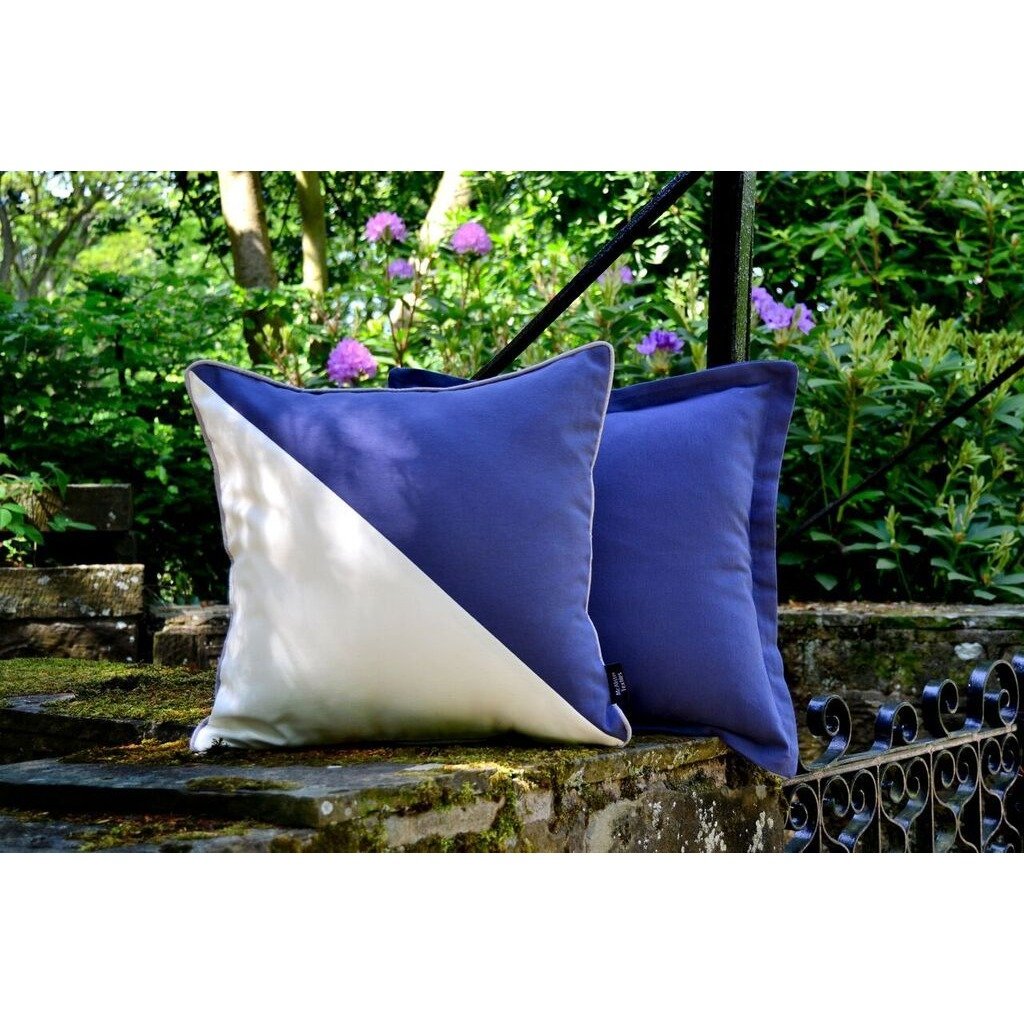 McAlister Textiles Panama Accent Navy Blue + Grey Cushion Cushions and Covers 