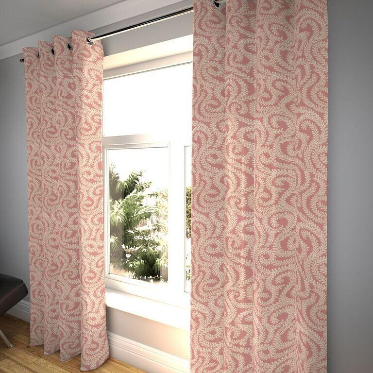 McAlister Textiles Little Leaf Blush Pink Curtains Tailored Curtains 116cm(w) x 182cm(d) (46" x 72") 
