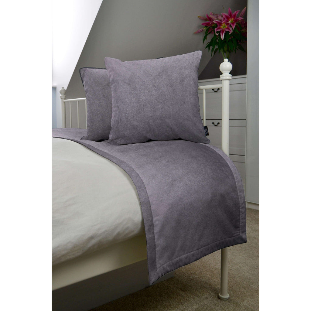 McAlister Textiles Matt Soft Silver Velvet Bedding Set Bedding Set Runner (50x240cm) + 2x Cushion Covers 