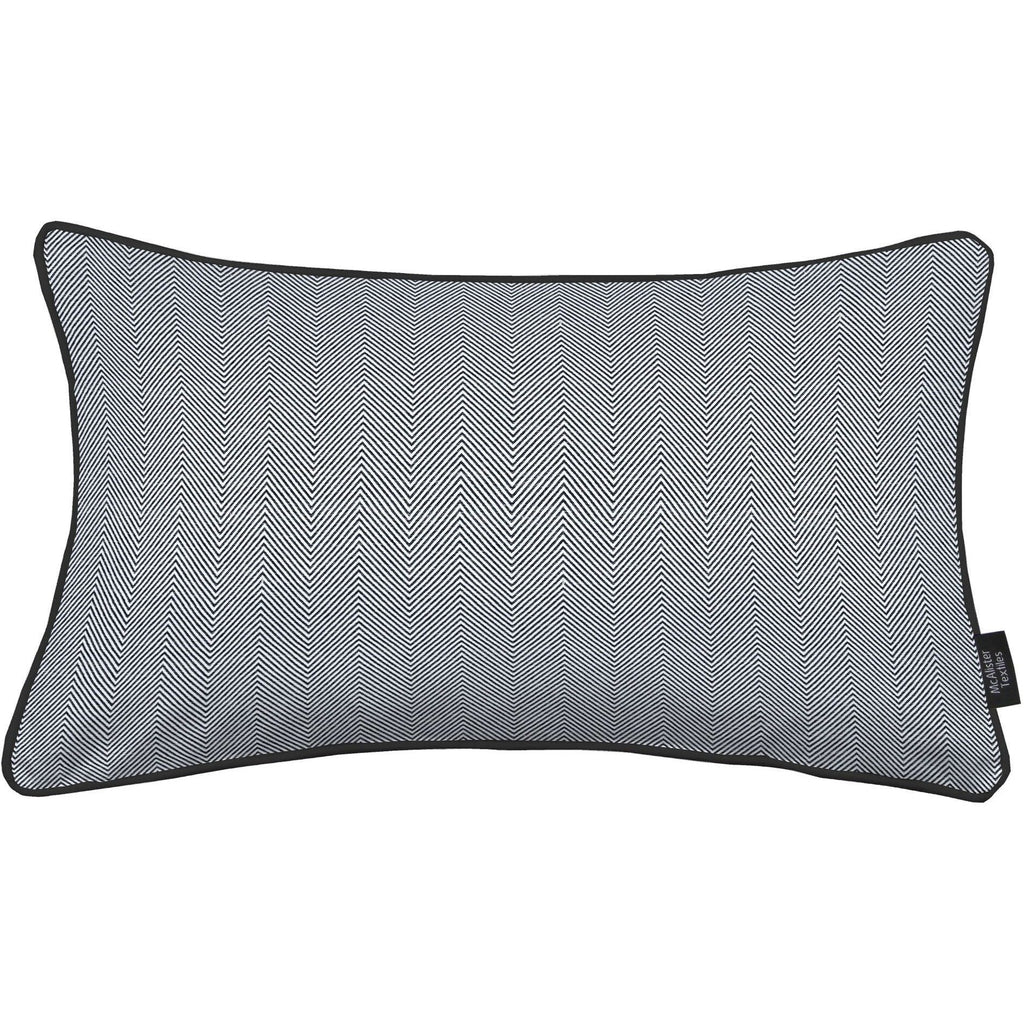 McAlister Textiles Herringbone Twill Black + White Abstract Pillow Pillow Cover Only 50cm x 30cm 