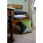Load image into Gallery viewer, McAlister Textiles Diagonal Patchwork Velvet Green, Silver + Grey Cushion Cushions and Covers 
