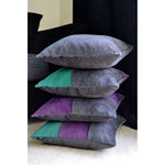 Load image into Gallery viewer, McAlister Textiles Diagonal Patchwork Velvet Purple, Green + Grey Cushion Cushions and Covers 
