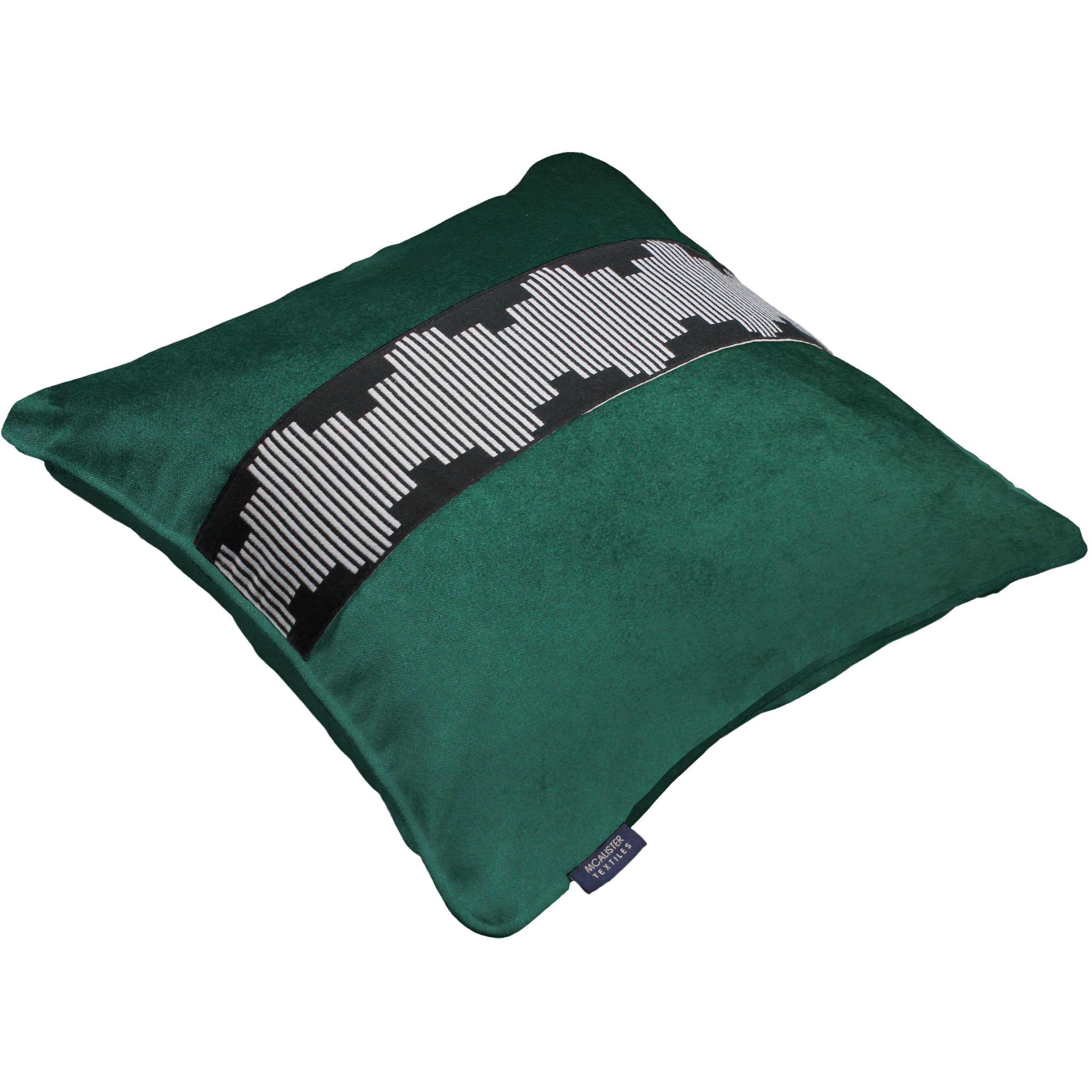 McAlister Textiles Maya Striped Emerald Green Velvet Cushion Cushions and Covers 