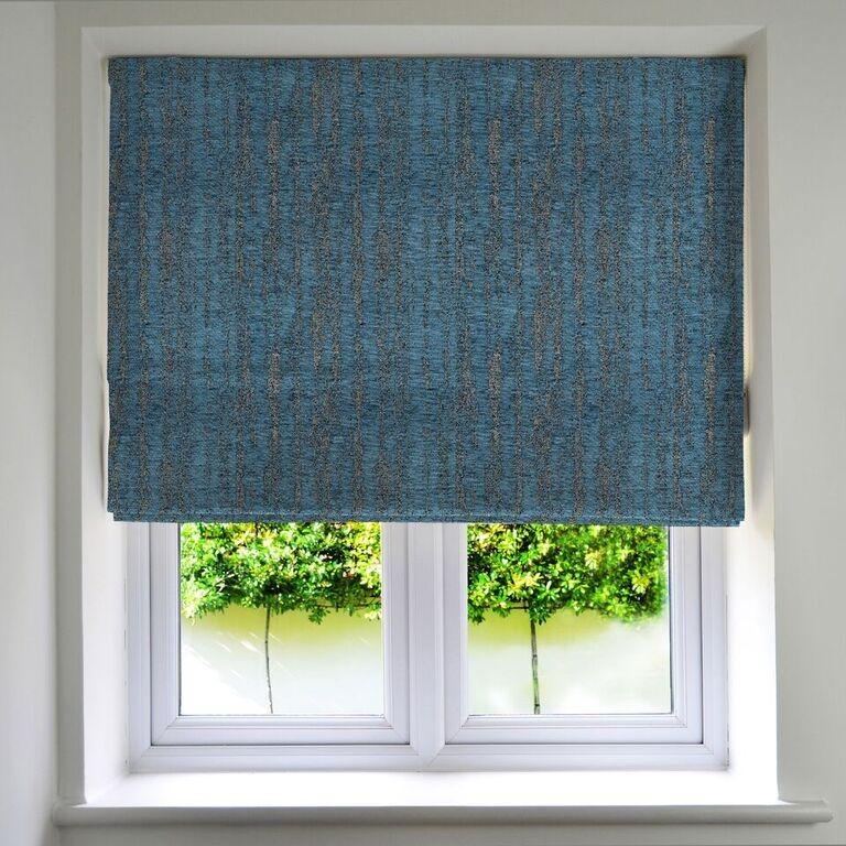 McAlister Textiles Textured Chenille Denim Blue Roman Blinds Roman Blinds Standard Lining 130cm x 200cm 