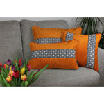 Load image into Gallery viewer, McAlister Textiles Cancun Striped Burnt Orange Velvet Cushion Cushions and Covers 
