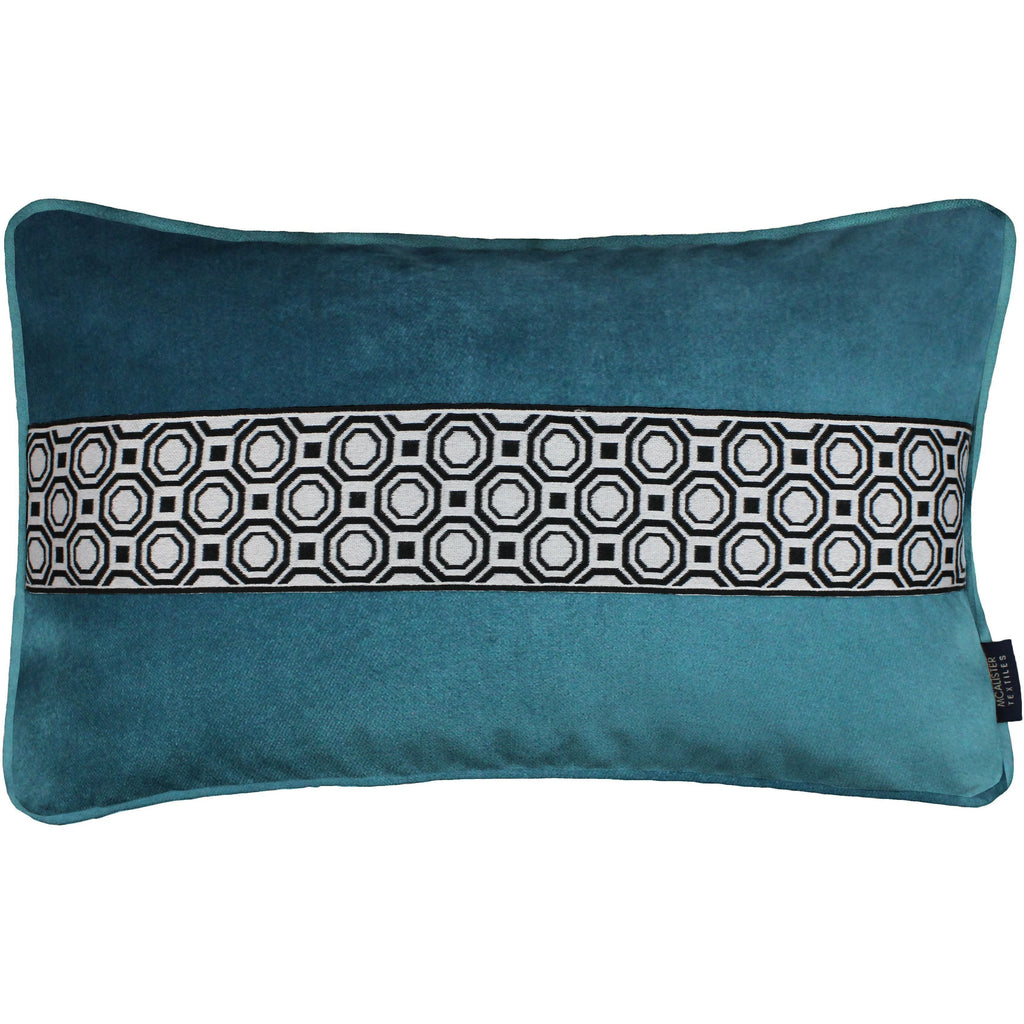 McAlister Textiles Cancun Striped Blue Teal Velvet Pillow Pillow Cover Only 50cm x 30cm 