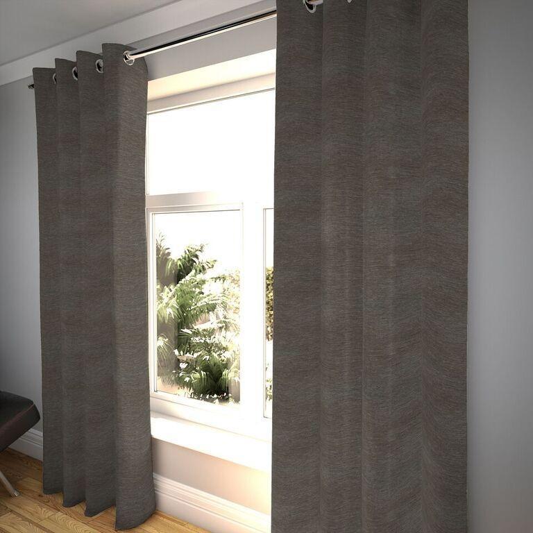 McAlister Textiles Plain Chenille Charcoal Grey Curtains Tailored Curtains 116cm(w) x 182cm(d) (46" x 72") 