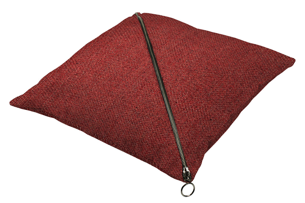 McAlister Textiles Herringbone Diagonal Zip Red Cushion Cushions and Covers 