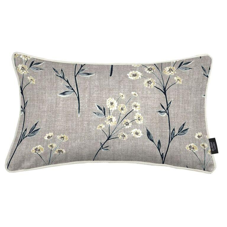 McAlister Textiles Meadow Soft Grey Floral Cotton Print Pillow Pillow Cover Only 50cm x 30cm 