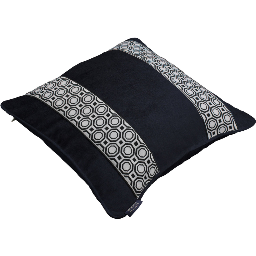 McAlister Textiles Cancun Striped Black Velvet Cushion Cushions and Covers 