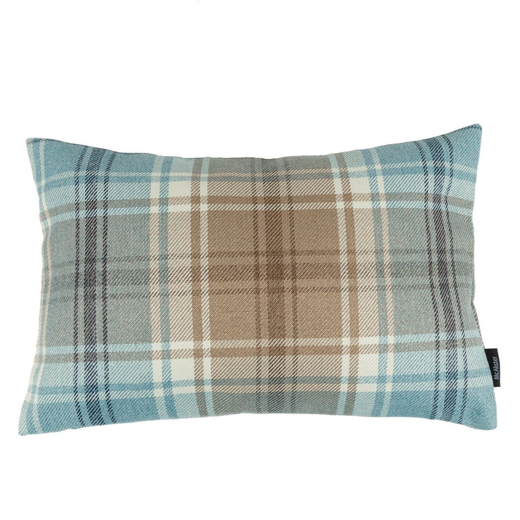 McAlister Textiles Angus Duck Egg Blue Tartan Cushion Cushions and Covers Cover Only 50cm x 30cm 