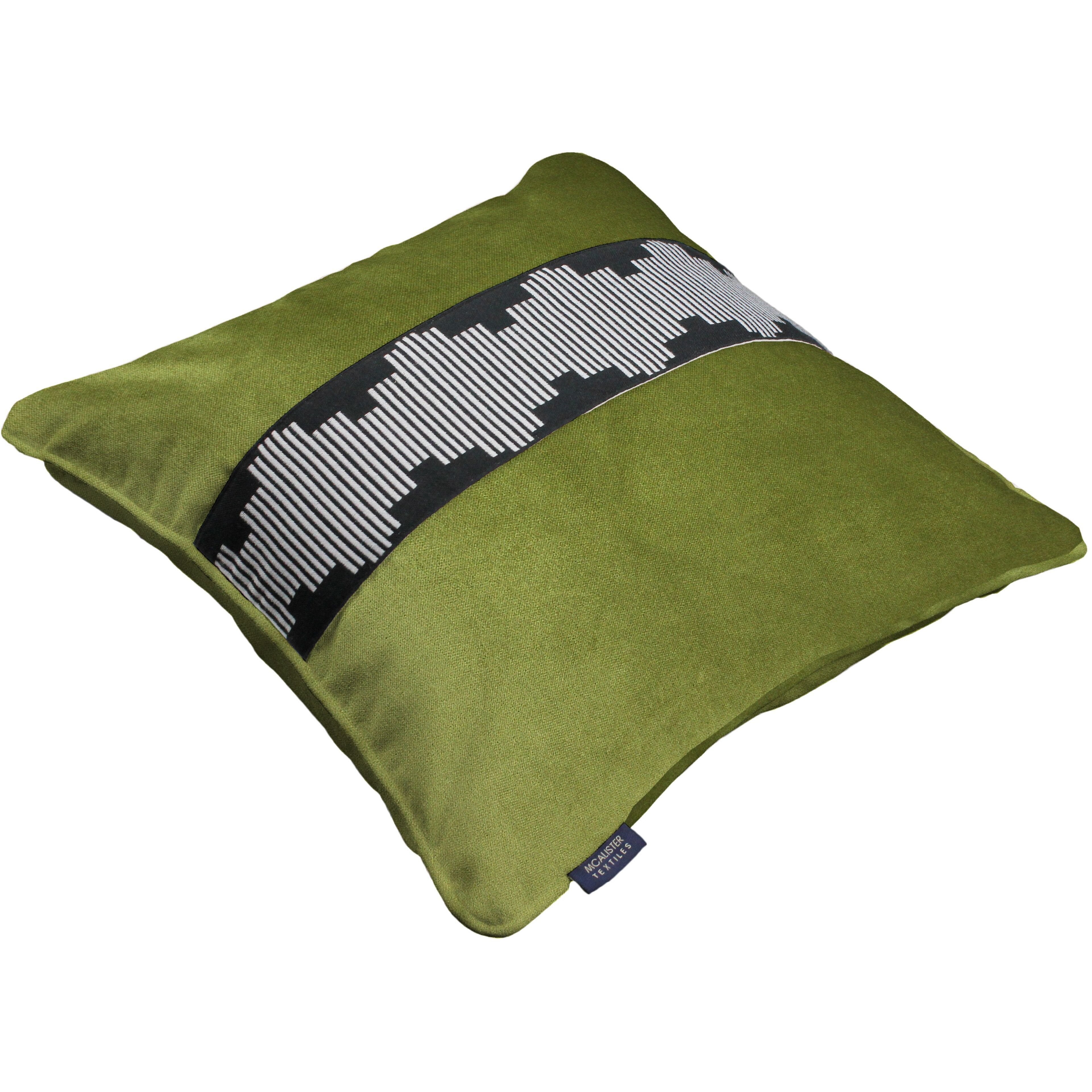 McAlister Textiles Maya Striped Lime Green Velvet Cushion Cushions and Covers 