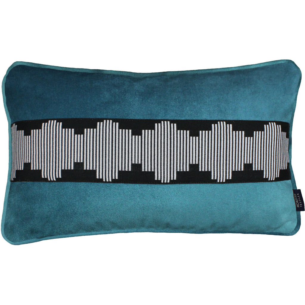 McAlister Textiles Maya Striped Blue Teal Velvet Cushion Cushions and Covers Cover Only 50cm x 30cm 