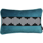 Load image into Gallery viewer, McAlister Textiles Maya Striped Blue Teal Velvet Cushion Cushions and Covers Cover Only 50cm x 30cm 
