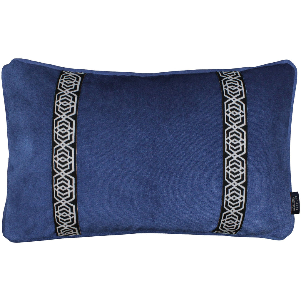 McAlister Textiles Coba Striped Navy Blue Velvet Pillow Pillow Cover Only 50cm x 30cm 