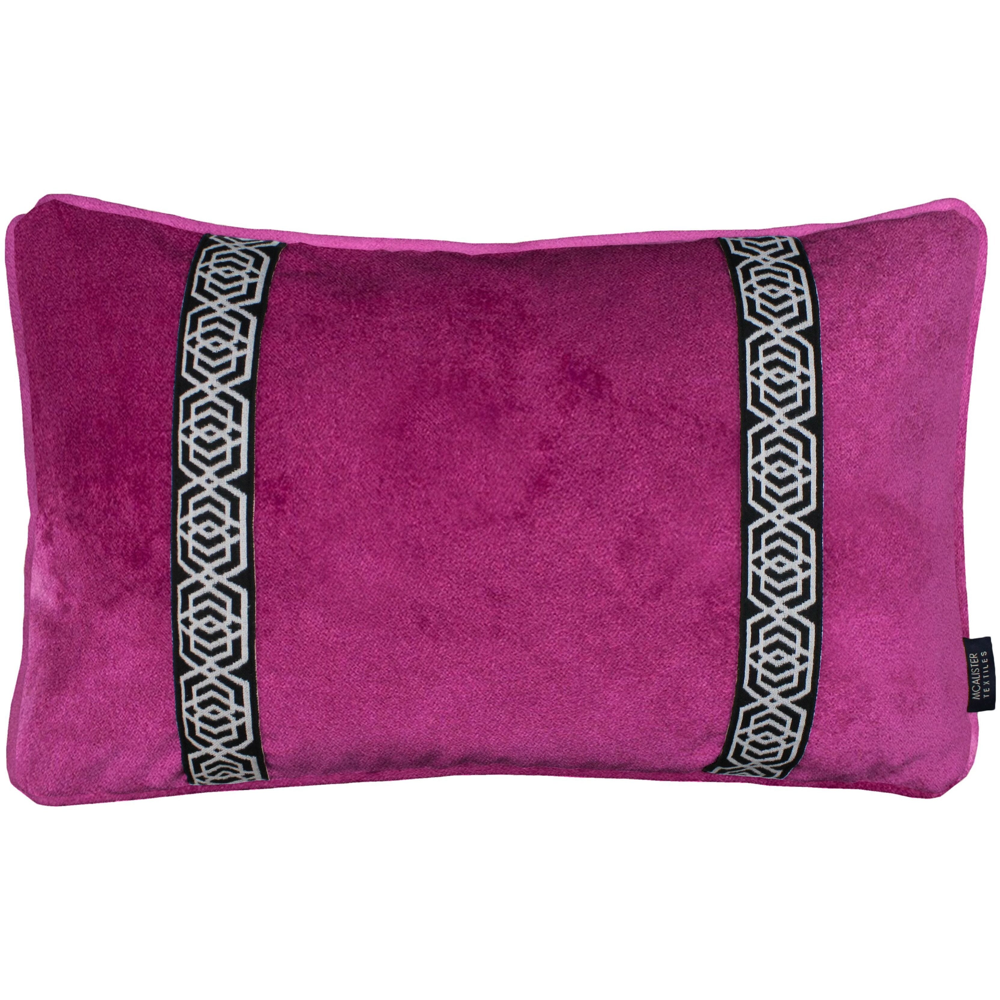 McAlister Textiles Coba Striped Fuchsia Pink Velvet Pillow Pillow Cover Only 50cm x 30cm 