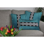Load image into Gallery viewer, McAlister Textiles Maya Striped Blue Teal Velvet Cushion Cushions and Covers 
