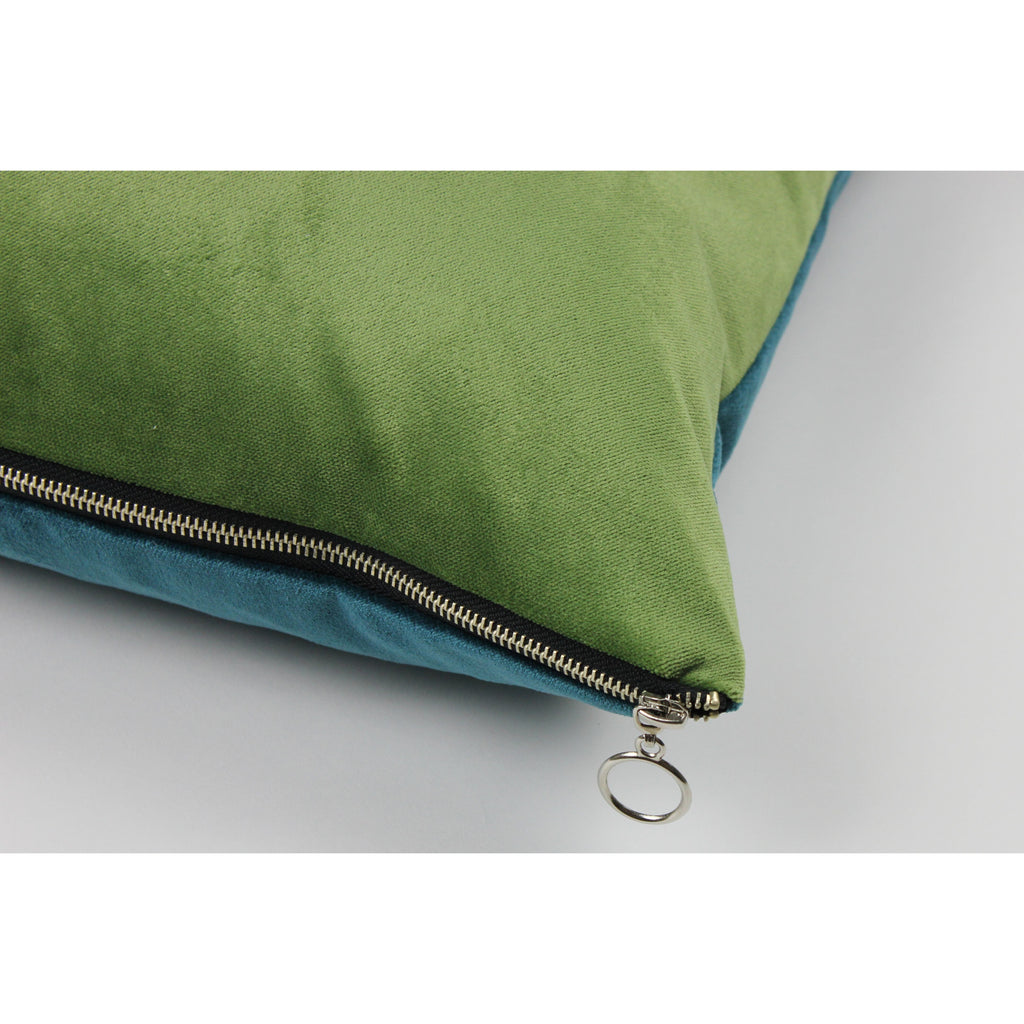 McAlister Textiles Decorative Zipper Edge Teal + Green Velvet Cushion Cushions and Covers Cover Only 43cm x 43cm 