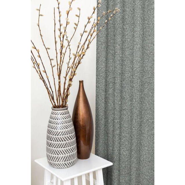 McAlister Textiles Herringbone Charcoal Grey Curtains Tailored Curtains 