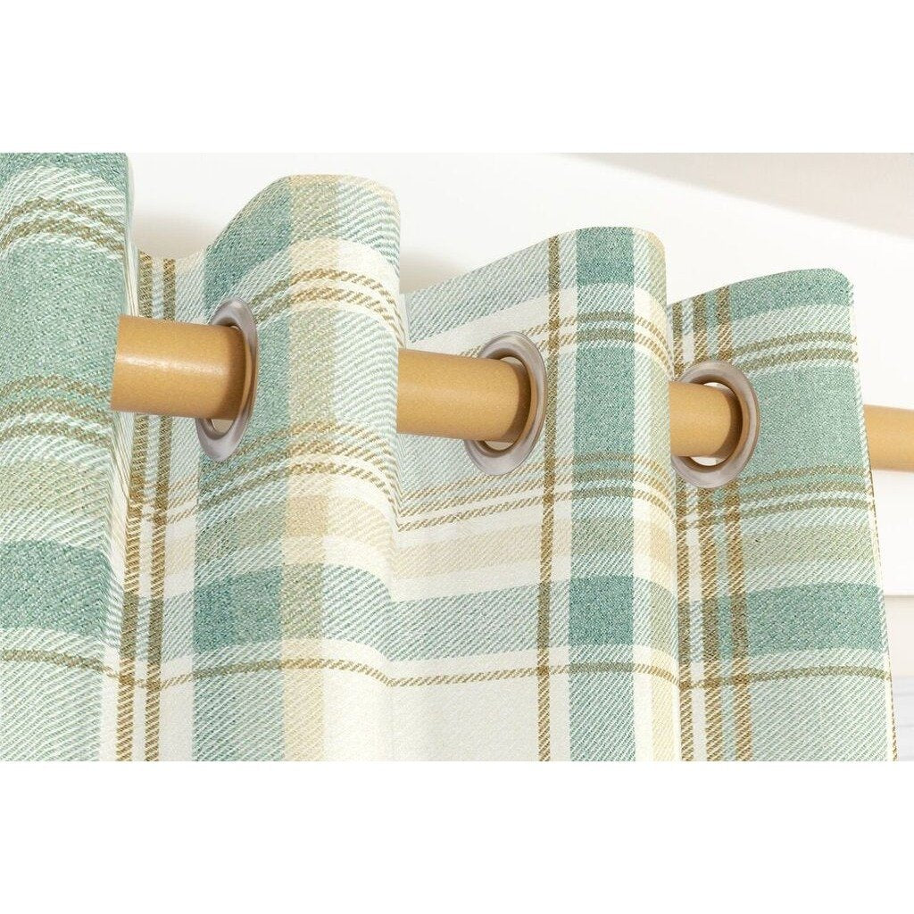 McAlister Textiles Heritage Duck Egg Blue Tartan Curtains Tailored Curtains 