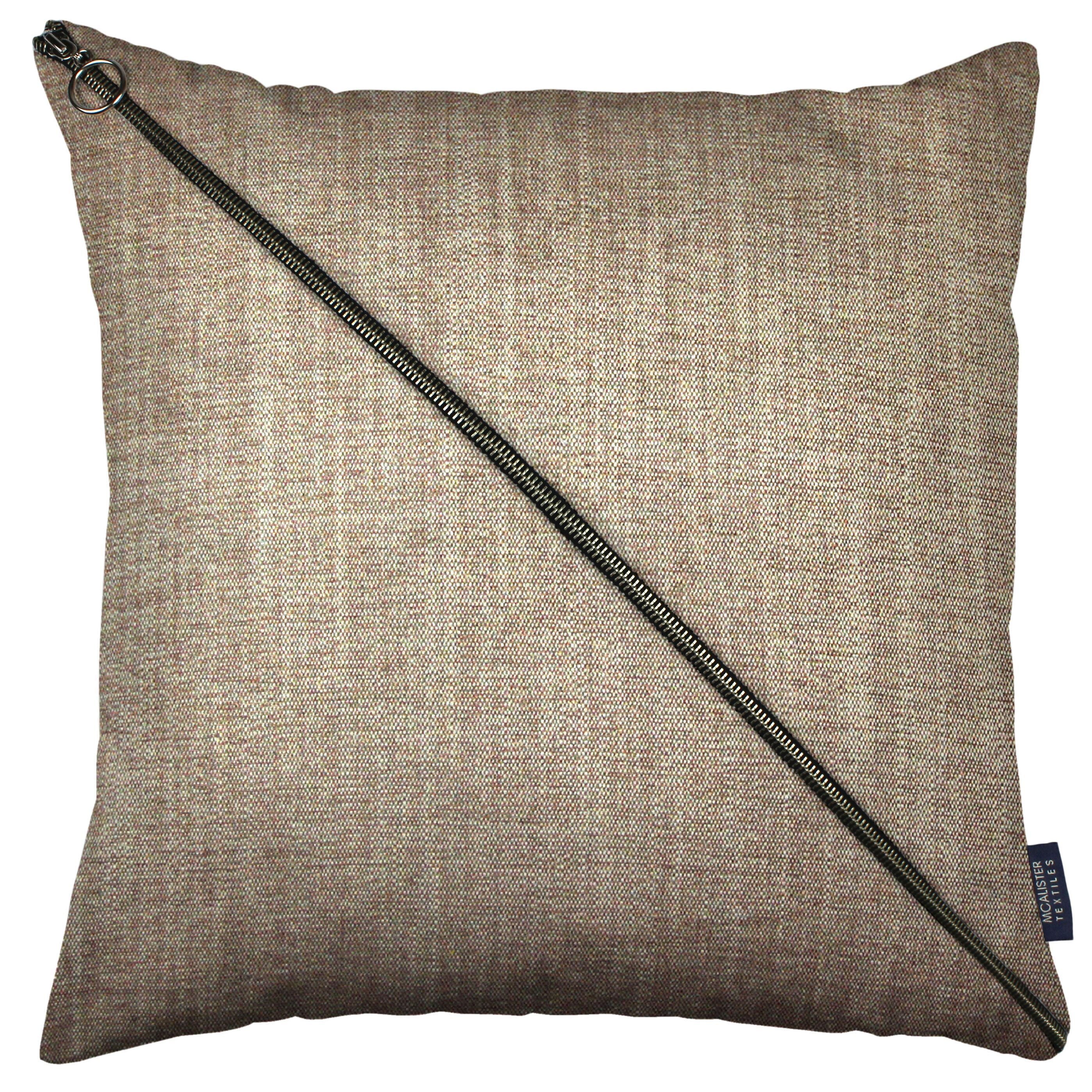 McAlister Textiles Rhumba Diagonal Zip Taupe Linen Cushion Cushions and Covers Cover Only 43cm x 43cm