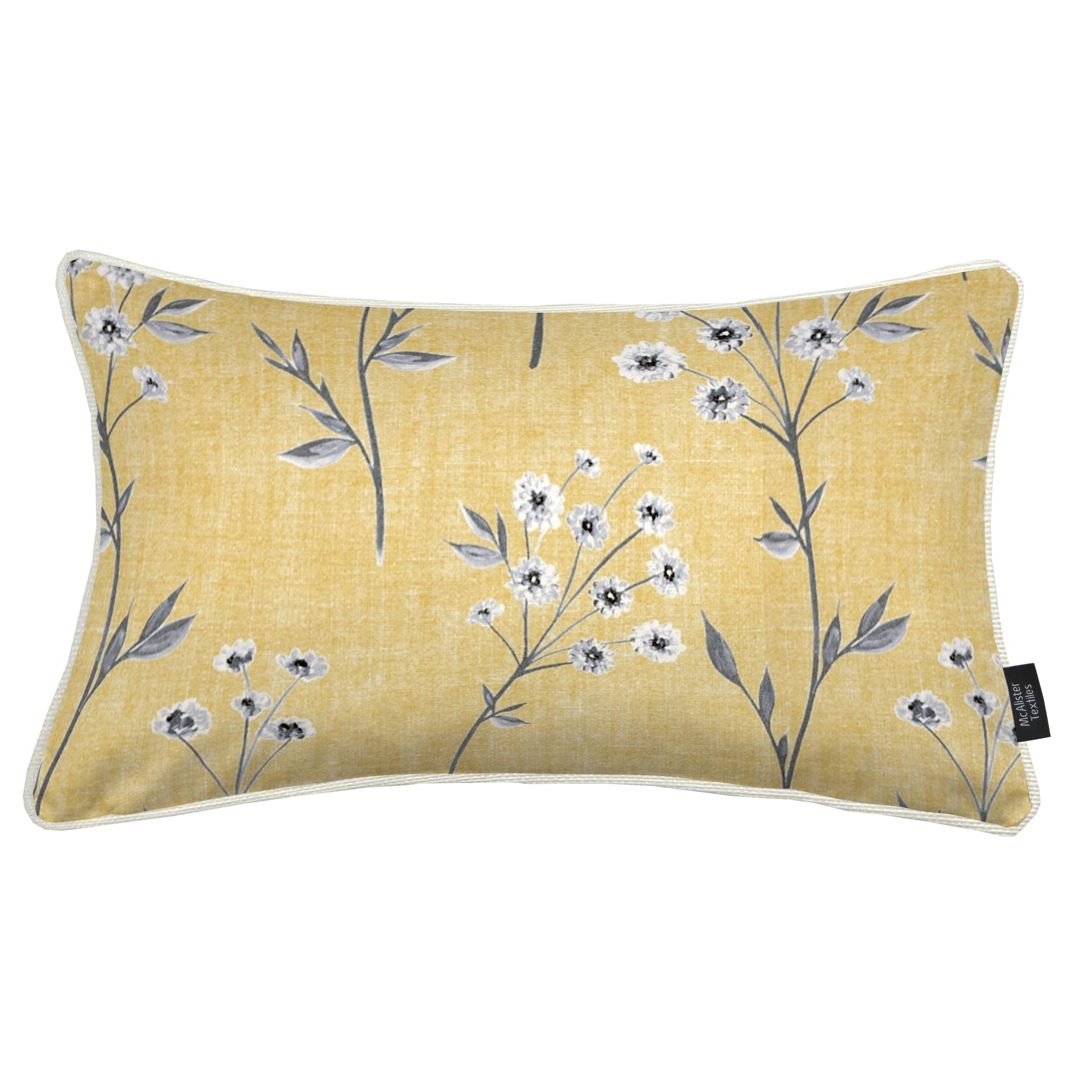 McAlister Textiles Meadow Yellow Floral Cotton Print Pillow Pillow Cover Only 50cm x 30cm 