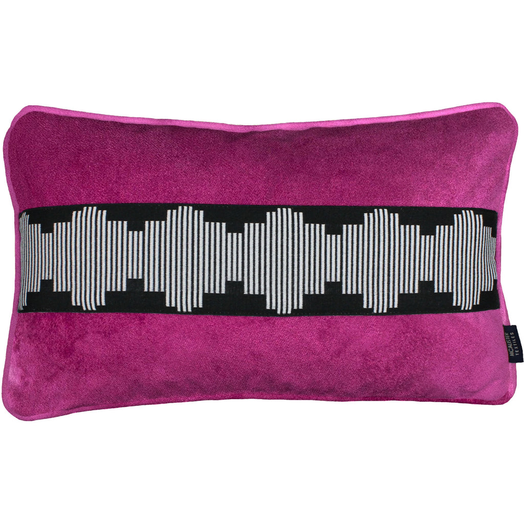 McAlister Textiles Maya Striped Fuchsia Pink Velvet Cushion Cushions and Covers Cover Only 50cm x 30cm 