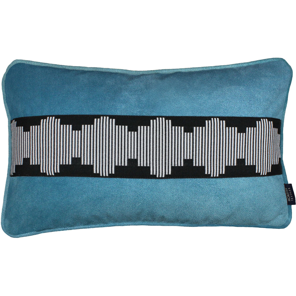 McAlister Textiles Maya Striped Duck Egg Blue Velvet Pillow Pillow Cover Only 50cm x 30cm