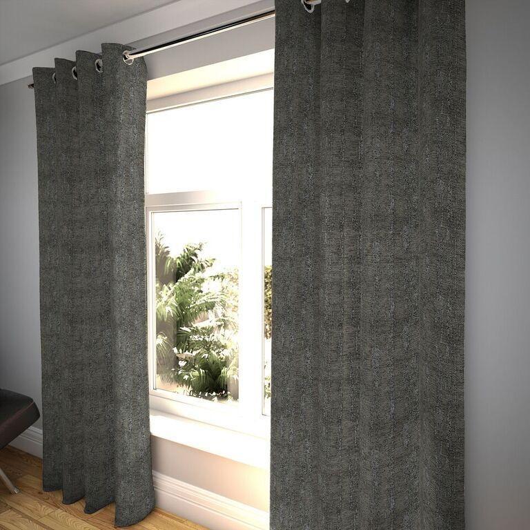 McAlister Textiles Textured Chenille Charcoal Grey Curtains Tailored Curtains 116cm(w) x 182cm(d) (46" x 72") 