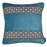 Load image into Gallery viewer, McAlister Textiles Cancun Striped Duck Egg Blue Velvet Cushion Cushions and Covers Polyester Filler 43cm x 43cm 
