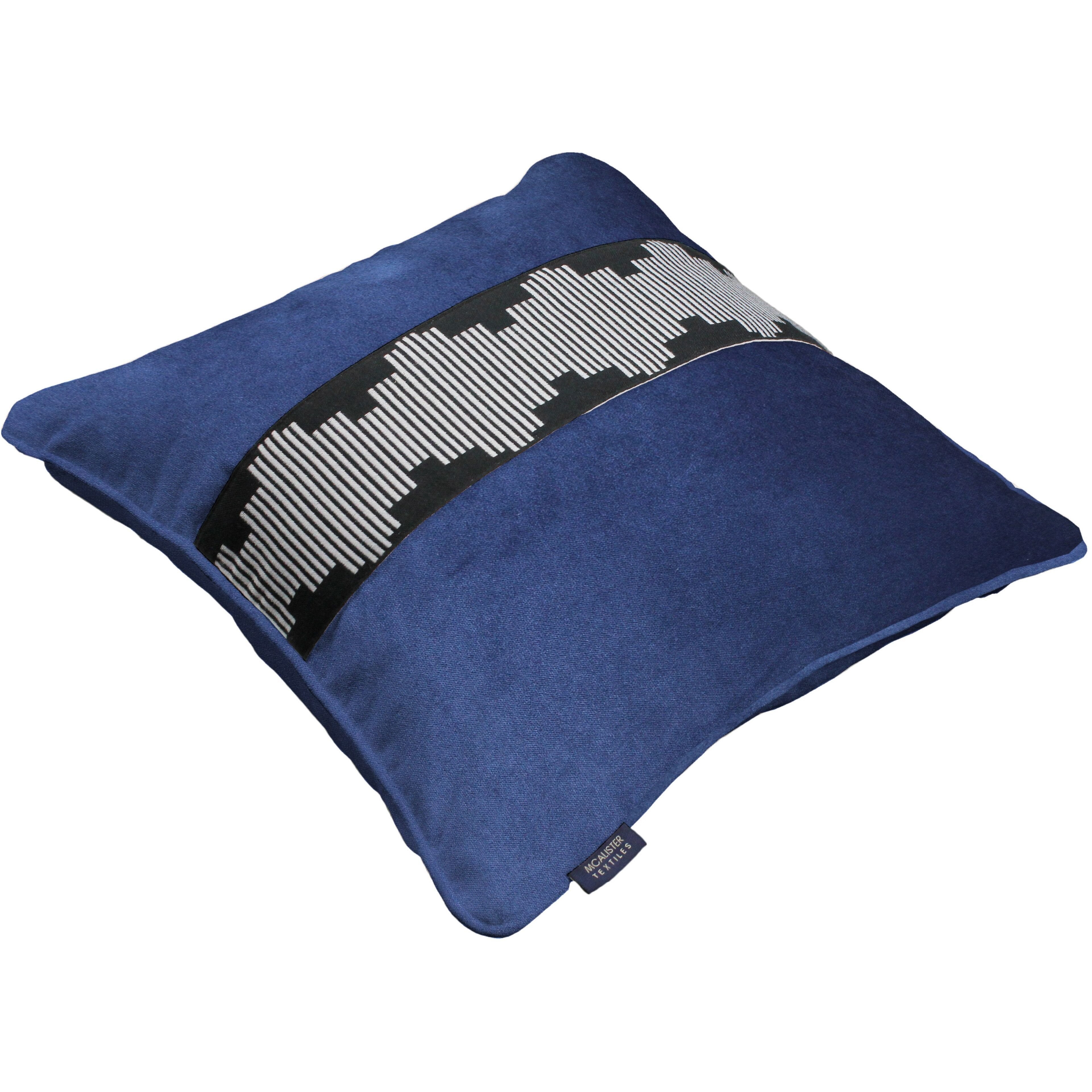 McAlister Textiles Maya Striped Navy Blue Velvet Cushion Cushions and Covers 