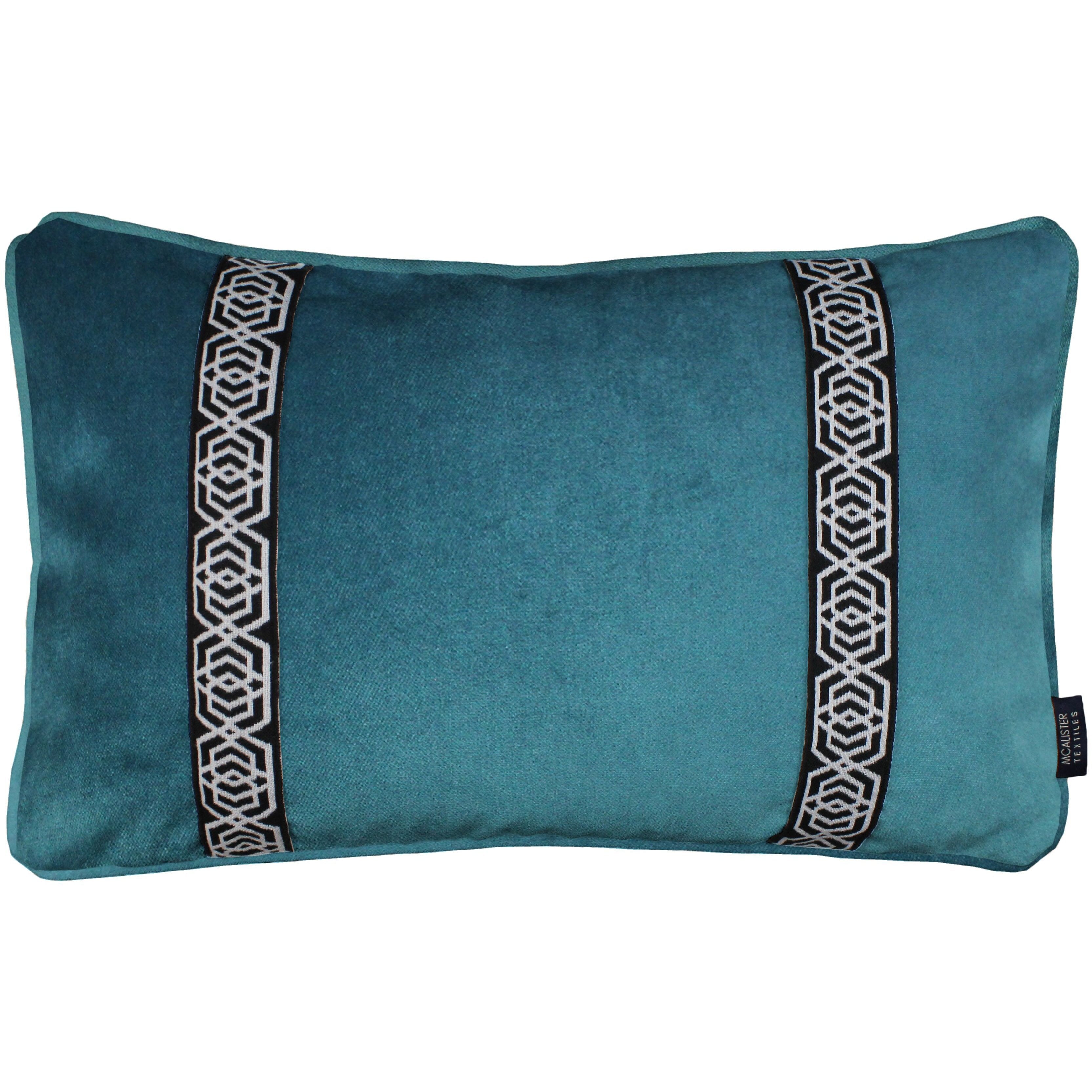 McAlister Textiles Coba Striped Blue Teal Velvet Cushion Cushions and Covers Cover Only 50cm x 30cm 