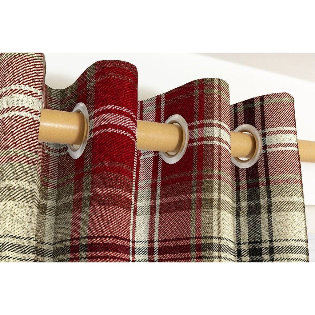 McAlister Textiles Angus Red + White Tartan Curtains Tailored Curtains 