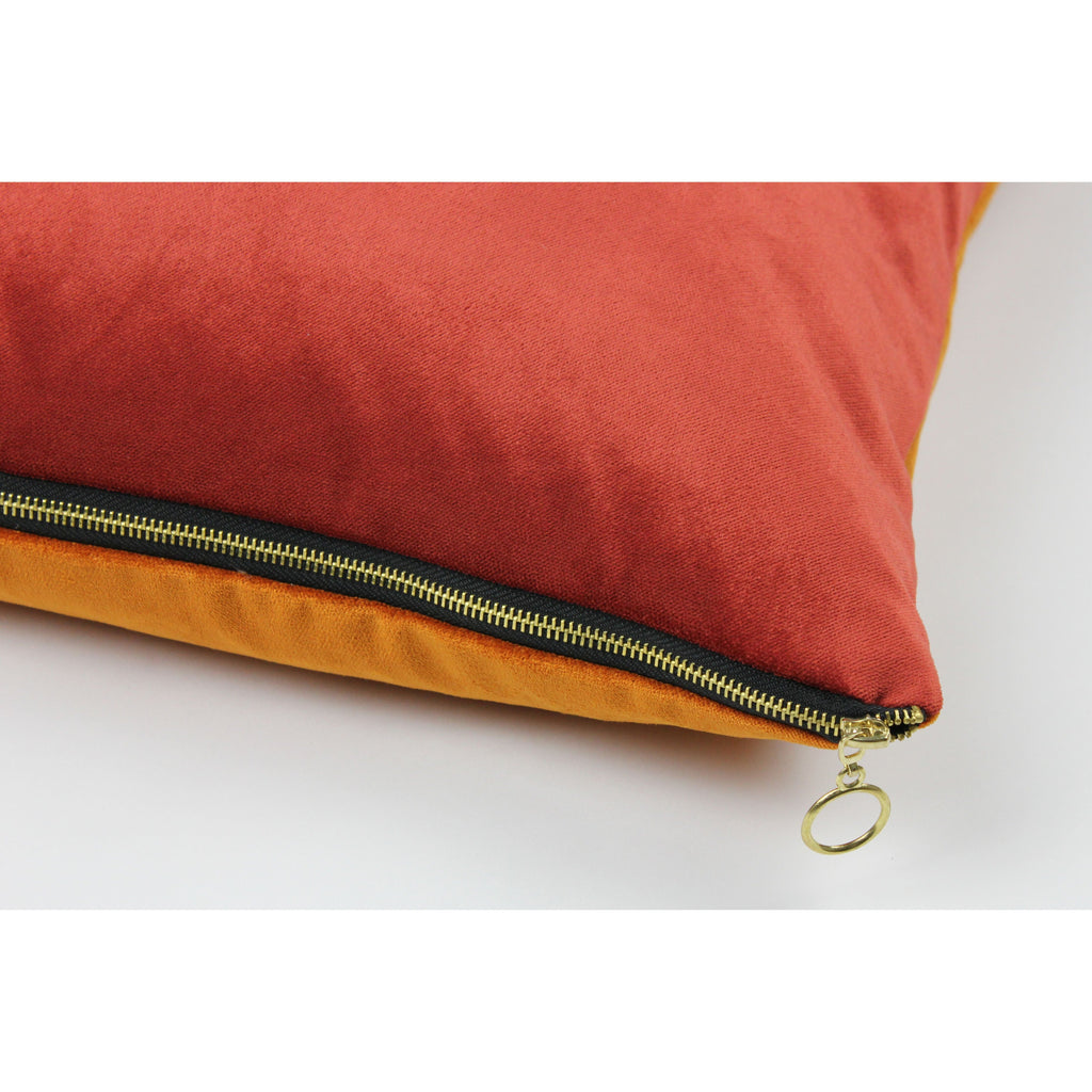 McAlister Textiles Decorative Zipper Edge Orange + Rust Red Velvet Cushion Cushions and Covers Cover Only 43cm x 43cm 
