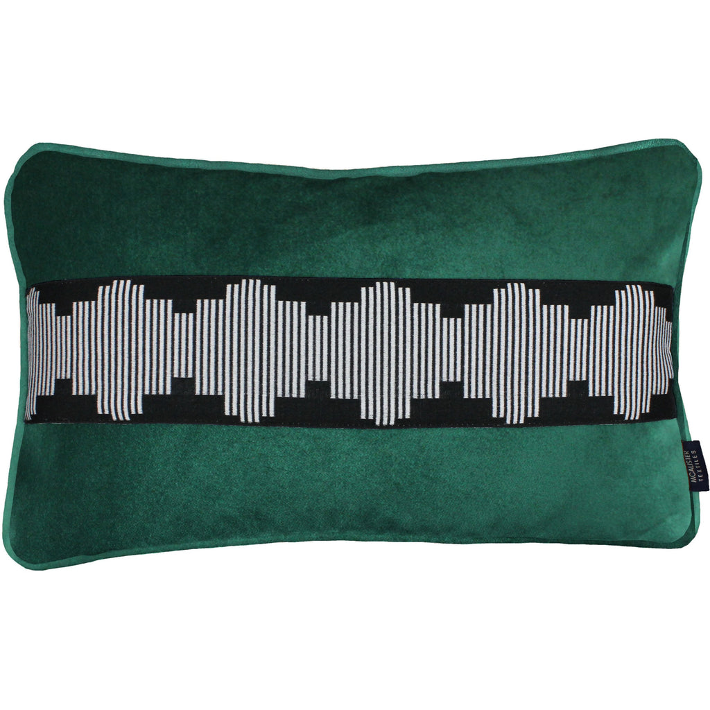 McAlister Textiles Maya Striped Emerald Green Velvet Pillow Pillow Cover Only 50cm x 30cm 