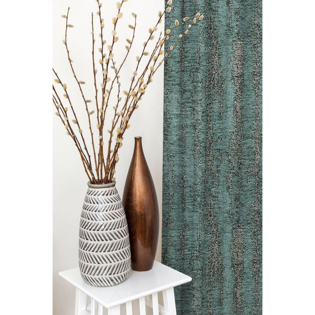 McAlister Textiles Textured Chenille Teal Curtains Tailored Curtains 