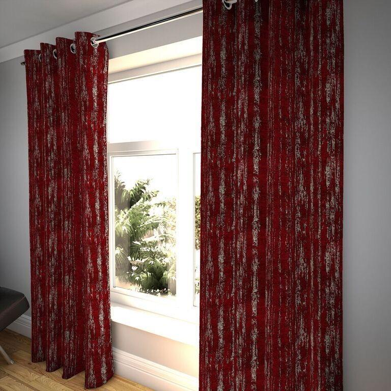 McAlister Textiles Textured Chenille Wine Red Curtains Tailored Curtains 116cm(w) x 182cm(d) (46" x 72") 