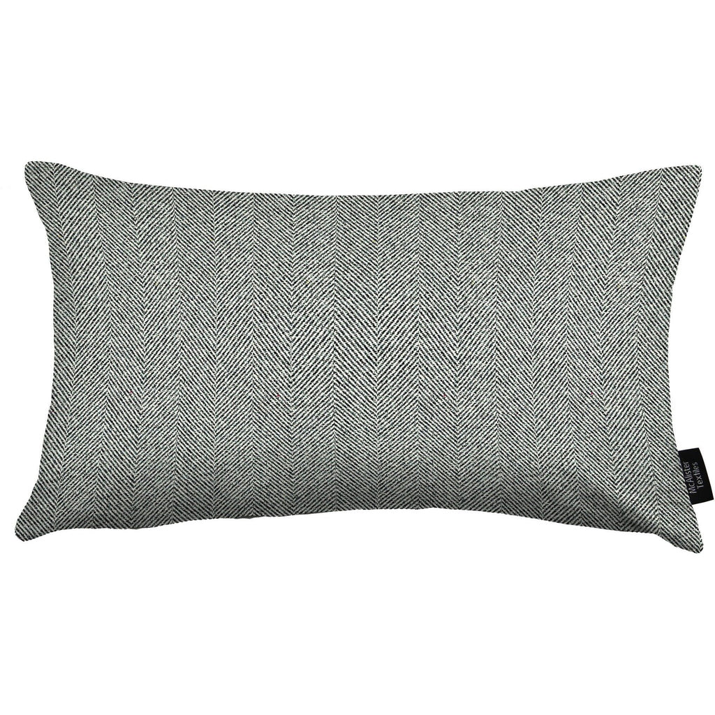 McAlister Textiles Herringbone Charcoal Grey Cushion Cushions and Covers Cover Only 50cm x 30cm 